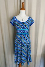 $59 ~ECI~ FLARED SUMMER DRESS w/ COLORFUL PRINT - BLUE XS