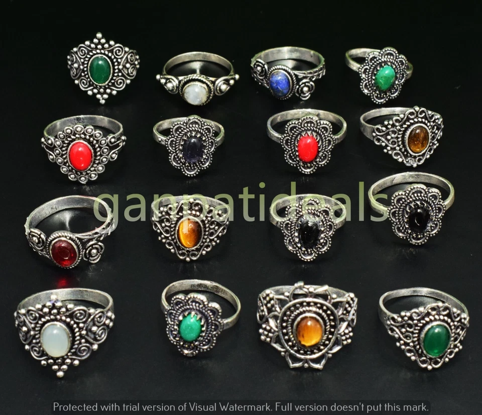 1000 Teile Konvolut Mondstein & Mix Edelstein Ringe 925 Silber vergoldet Schmuck Posten