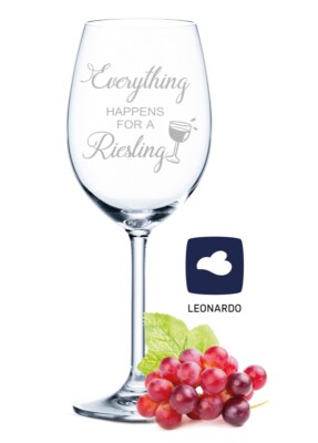 Leonardo Weinglas mit Gravur ''Everything Happens For A Riesling''