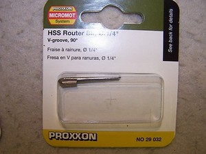 #29032 PROXXON ROTARY TOOL V-GROOVE ROUTER BIT -  FITS DREMEL ALSO- GERMAN MADE