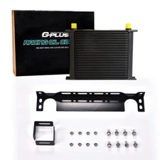 Universal 30 Row Aluminum Engine AN10 Oil Cooler Black W/ Mounting Bracket Kit