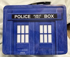 Doctor Who Tardis Lunchbox Police Box Metal Tin Tote BBC 2009