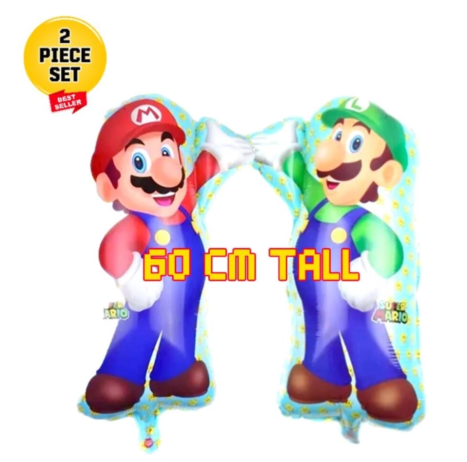 Mario and Luigi Set of 2 Foil Balloons Kids Mario Birthday Party Decorations