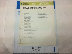 Stihl Hs75 Hs80 Hs85 Hedge Trimmer Parts List Manual 1997