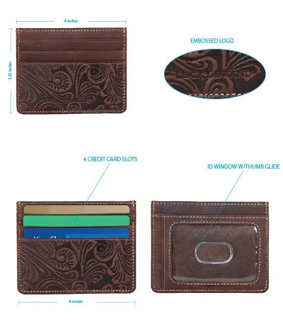 Estuche para tarjetas de cuero en relieve para hombre Foto 4 de 4