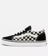 VANS Old Skool Primary Check Black White Kids Shoes Canvas Sneakers Size 3