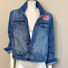 Dl1961 Denim Jean Jacket Size L Blue Custom Patches Donut Ice Cream Applique