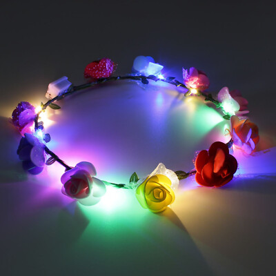 Blütenkranz Haarreif licht  I Rosen-Haarkranz mit bunten LEDs I Frühlingsblüten