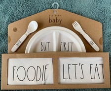 NEW Rae Dunn 5 Piece Baby Foodie Dish Bib One Piece Bodysuit Gift Set 0-3M NWT