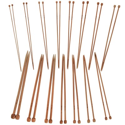 JubileeYarn 12.5'' Single Point Bamboo Knitting Needles Set | 15 Sizes: 2mm-10mm