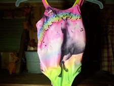 WONDER NATION GIRLS UNICORN ONE PIECE SWIMMING SUITE SIZE XS 4-5 PINK POOL BEACH
