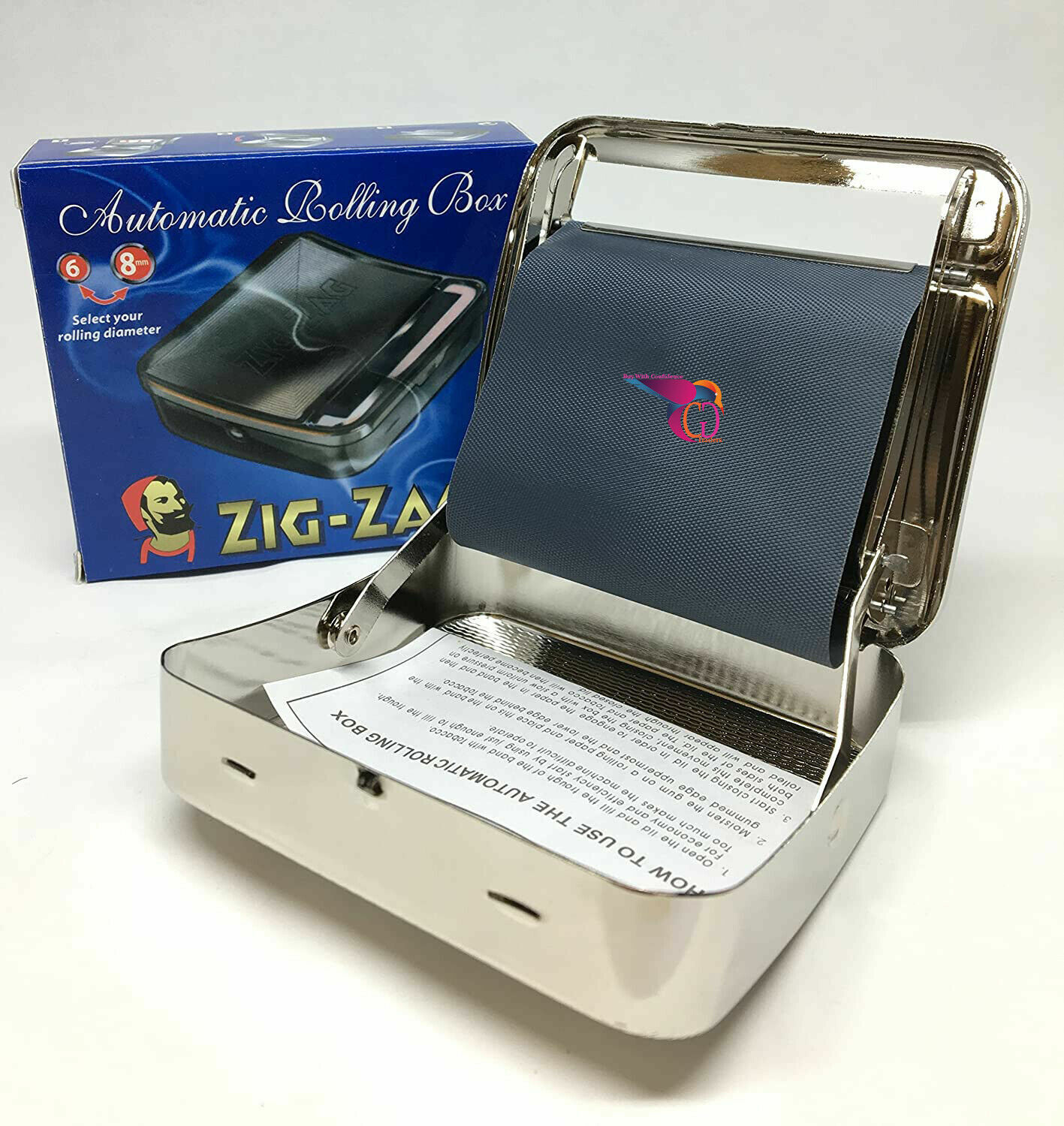 Metal Automatic Cigarette Tobacco Rolling Machine Zig Zag Box Tin Roll up Silver