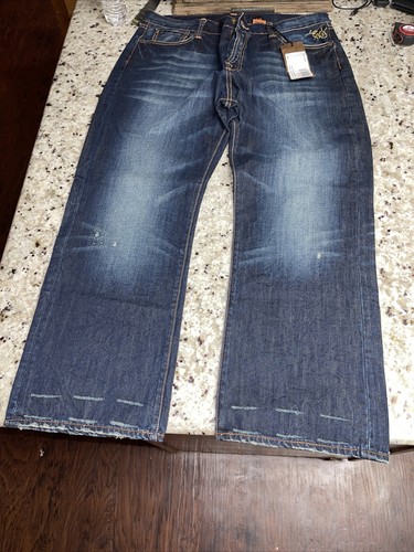 Denim Printed Jeans Button Fly Sz 40X32 