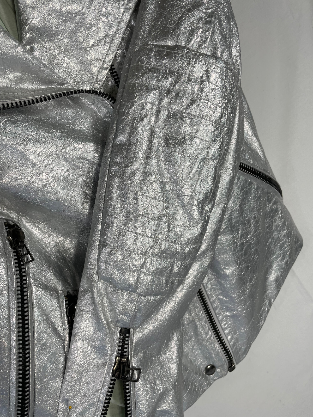 Zara basic bomber jacket metalic silver size  S - image 13