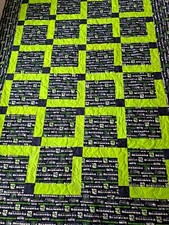 SEATTLE SEAHAWKS FOOTBALL 12'S Handmade quilt 52 by 69"Great gift