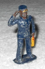 Barclay 613 - Vintage Porter With Whisk Broom Lead Metal Figure - Blue - USA