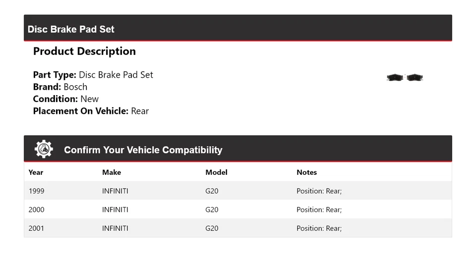 Pastillas de freno de cerámica azul con herrajes traseras 2000 para INFINITI G20 1999-2001 Bosch Foto 2 de 4