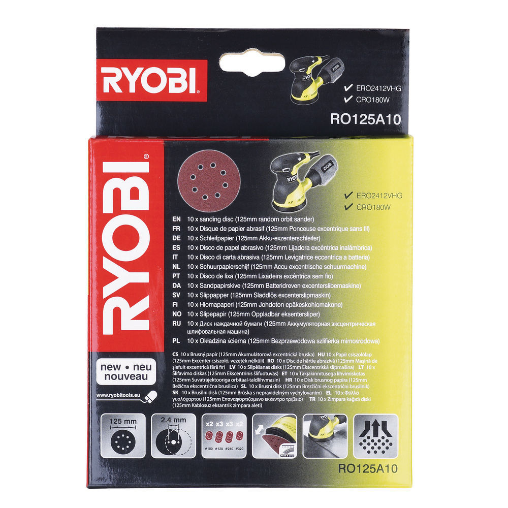 Ryobi RO125A10 Sanding Sheet Set (10 pcs)