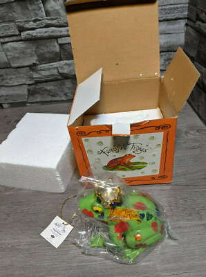 New In Box Fanciful Frogs 4'' Frog Prince Fairytale Art Figurine Jeweled Crown