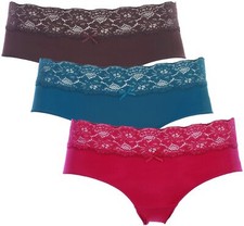 3 x Nina by C. Women's Basic Mini Hipster Hipster Underwear Floral Plain
