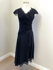 Vintage Y2K Sangria Womens 6 Black Ruched Bodice Midi Dress Whimsigoth Fairy