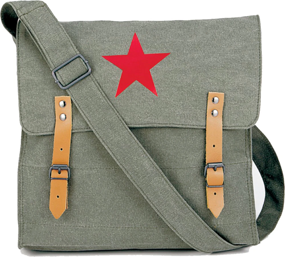 Vintage Messenger Bag Unisex Military Haversack Green Heavy 