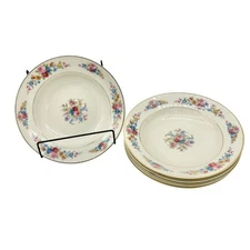 Royal Ivory KPM Set Of 5 Bowls Cream Gold Trim Floral Pattern Germany 8.5 inch