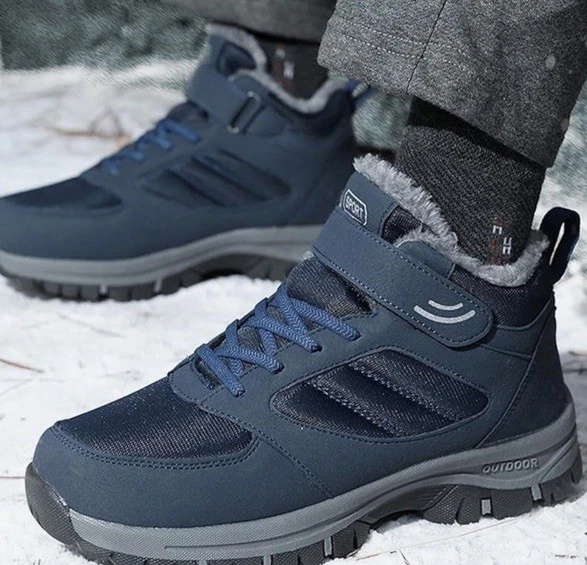 Waterproof Winter Men Women Shoes Snow Boots Fur-lined Slip on Warm Ankle Size