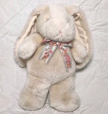 Manhattan Toy Company Bunny Rabbit Flowery Pattern Bow Soft Toy Vintage 