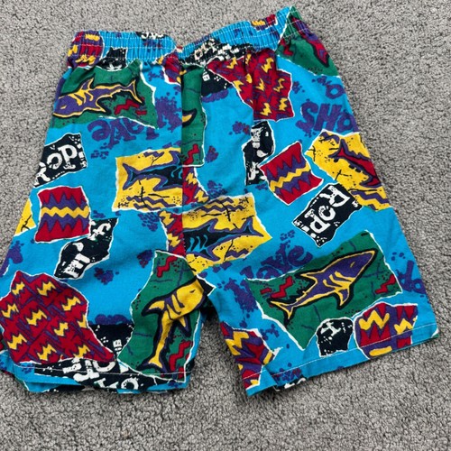 Vintage Toddler Boys 4T Speed Limit Funky Surf Skate Shorts Sharks - Picture 4 of 4