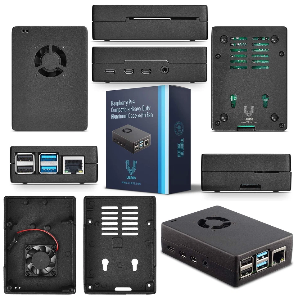 Vilros Raspberry Pi 4 8GB Starter Kit Fan Cooled Aluminum Case Black - Image 4 of 4