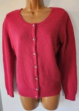 APT. 9 Womens Sweater  Red Knit Angora Blend Long Sleeve Cardigan. Size M