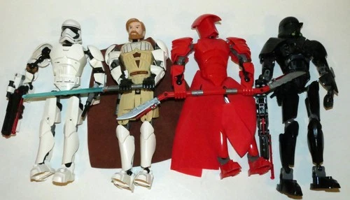 4x STAR WARS Lego Buildable Figures! Praetorian, Stormtrooper, Obi-Wan, Death Tr