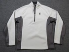 Spyder Pullover Mens Medium White Gray Fleece 1/4 Zip Mock Neck Colorblock