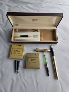 Vintage Cross  Fountain Pen 1/20 10K Gold Filled With 14K 585 Gold Nib With Box