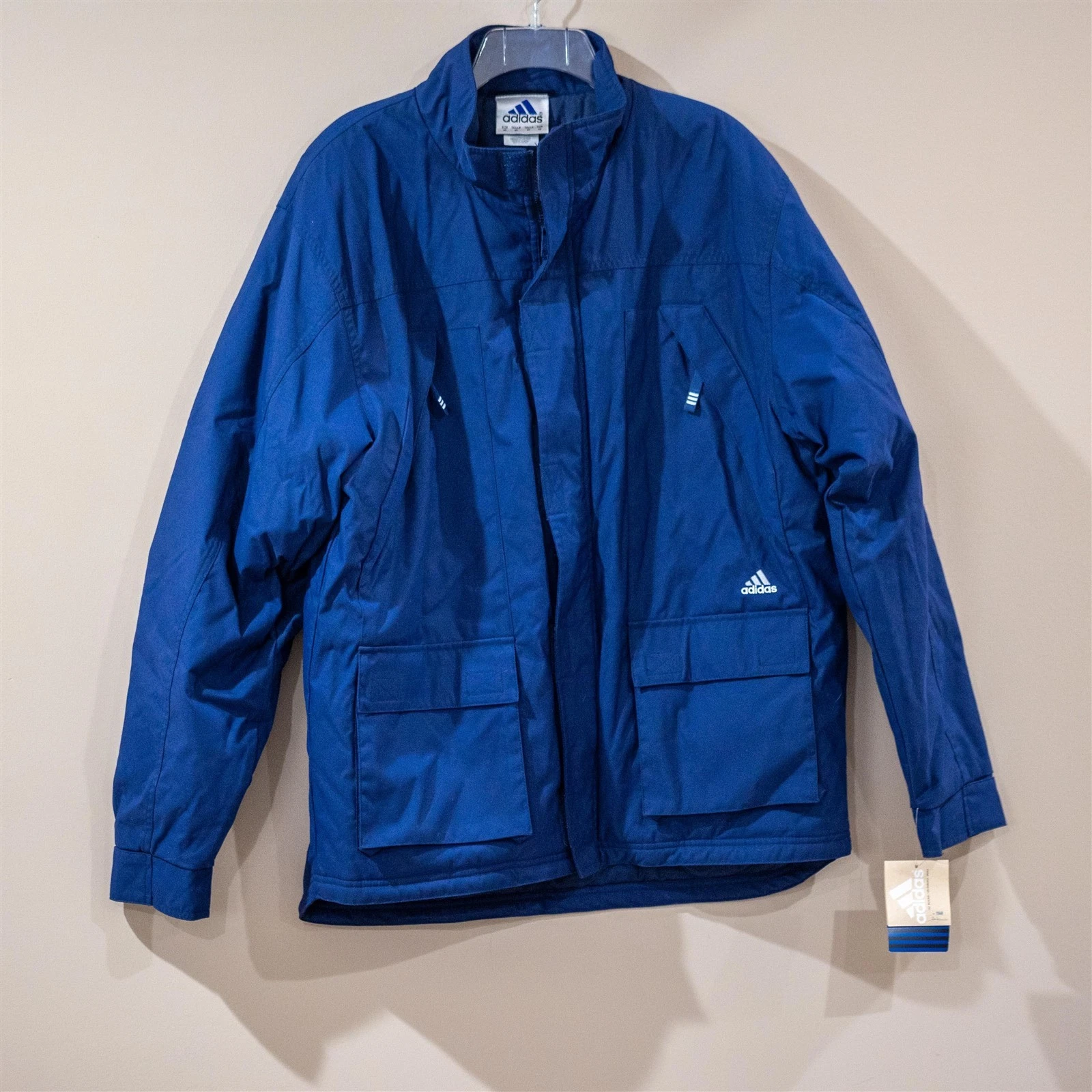 Giacca Adidas uomo blu zip 3 righe maniche medie vintage 1998