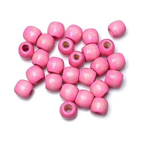300 шт. деревянных бусин для изготовления ювелирных изделий с большими отверстиями бочонок дерево россыпью 12x11 мм розовый - Изображение 3 из 4