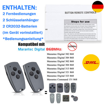 2 Stk Fernbedienung für Marantec Digital 304/384/302/313/321 868MHz Handsender