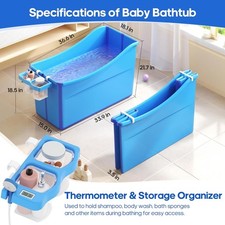 Collapsible Baby Bathtub Foldable Bathtub for Toddler Portable Blue