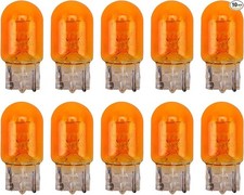 10-Pack T20 Halogen Bulbs, 12V/21W 7440 Single Filament, Ultra-Bright Amber Repl
