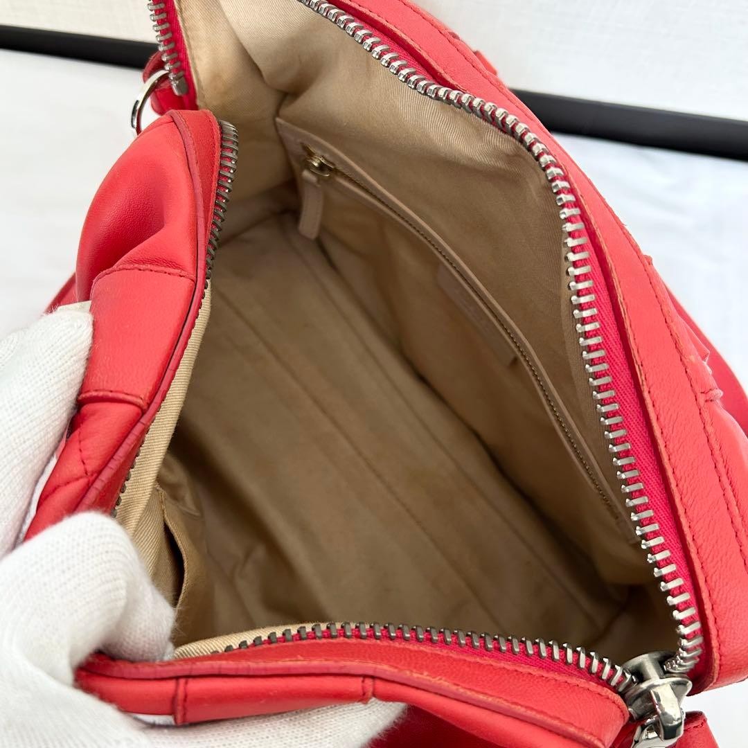 GIVENCHY Lucrezia Quilted Leather Shoulder Bag Red Used Authentic thumbnail 12