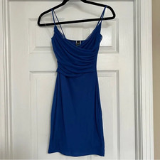 Windsor Royal Blue Faux Wrap V-Neck Mini Dress Size S NWOT HOCO Prom Formal