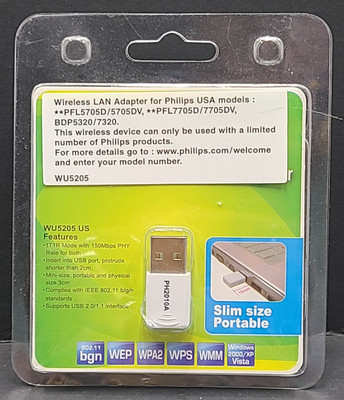 Wireless LAN Adapter For Phillips USA Model # WU5205 US (5705DV 7705DV 5320 7320