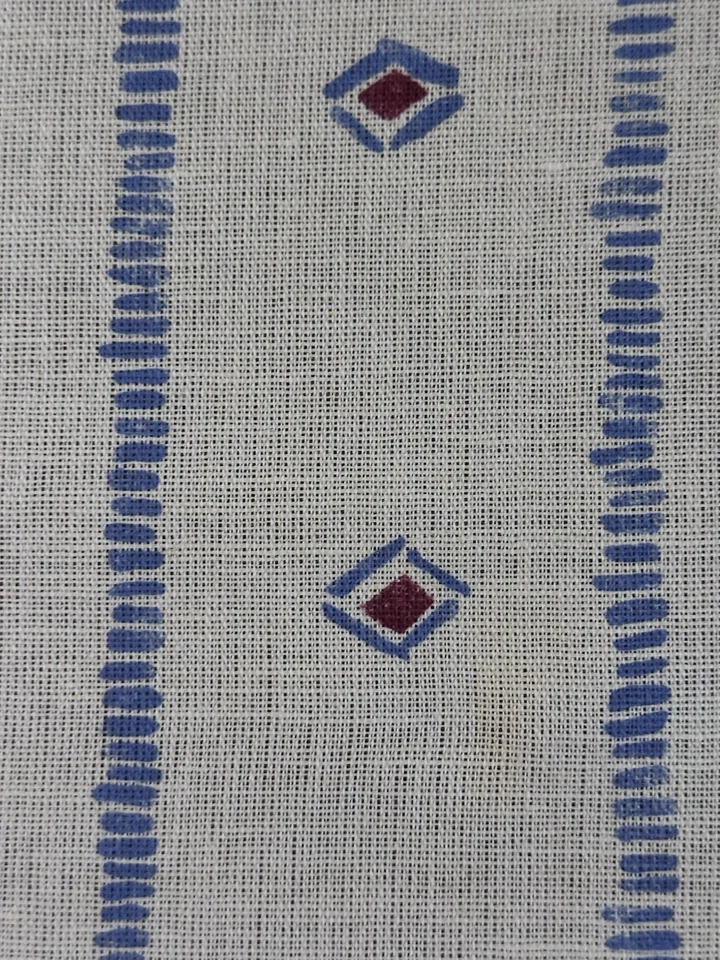 Nicholas Herbert Almazan – Blue / Red 3 3/8 Yards Linen / Cotton Fabric - Image 3 of 4