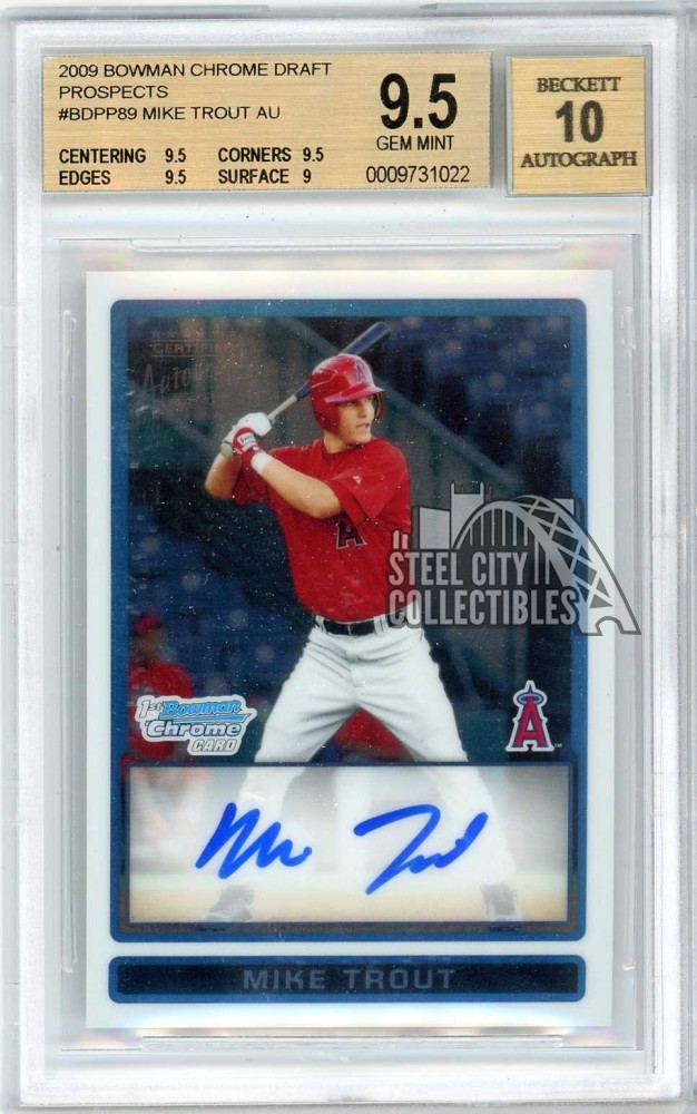 Mike Trout 2009 Bowman Draft Chrome 1st Rookie Autograph Card BDPP89 BGS 9.5 022