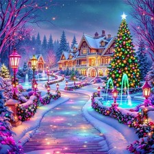 Christmas Diamond Art Kits for Adults-Winter Landscape 5D Diamond Painting Kits