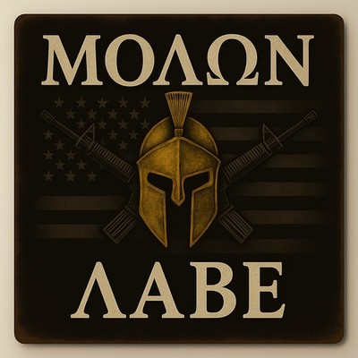 Molon Labe Spartan Helmet Sign 2nd Amendment Patriotic Garage Man Cave Decor 9x9
