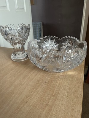 Set Ananasschale aus geschliffenem Glas