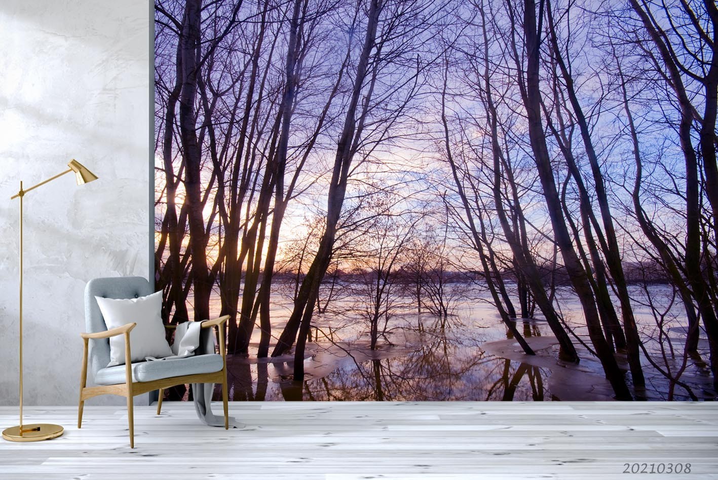 3D Forest River Sunset Landscape Wall Murals Wallpaper Murals Wall Sticker