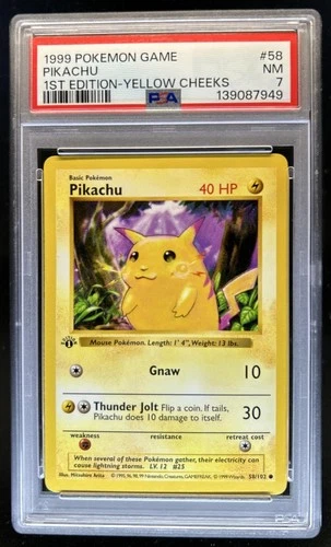 1999 Pokemon 1st Edition Pikachu #58/102 PSA 7